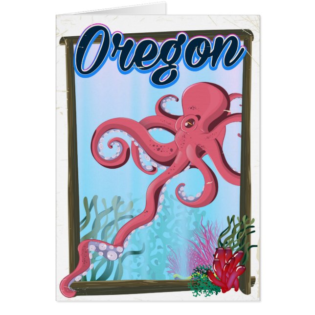 Oregon Octopus旅行ポスター。 (正面)