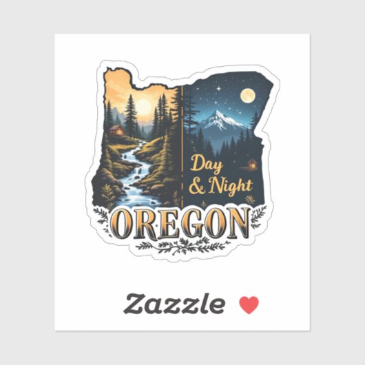 Oregon State Sticker | Day & Night Landscape Art シール (シート)