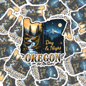 Oregon State Sticker | Day & Night Landscape Art シール