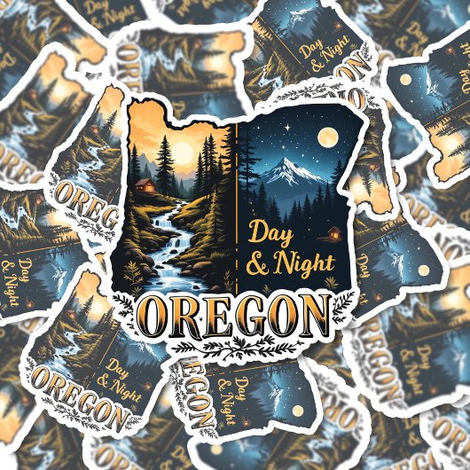 Oregon State Sticker | Day & Night Landscape Art シール