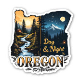 Oregon State Sticker | Day & Night Landscape Art シール