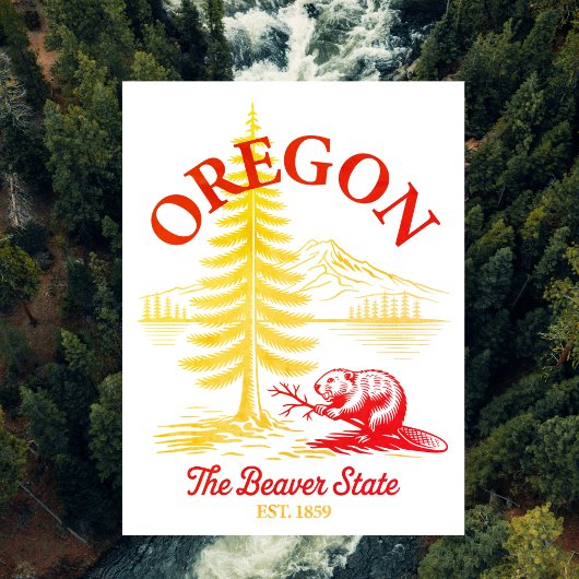 Oregon The Beaver State Est. 1859 ポストカード