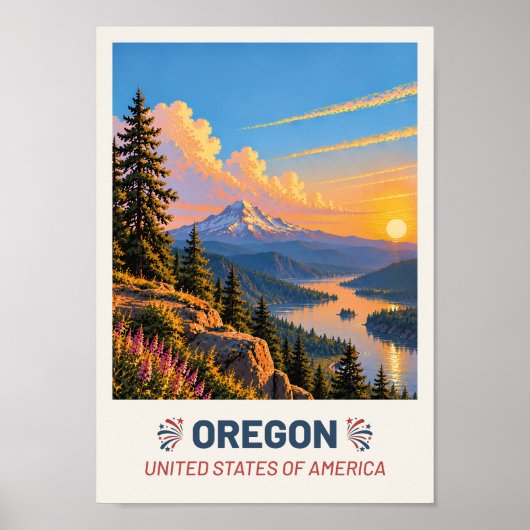 Oregon USA – Vintage Travel Poster ポスター (正面)