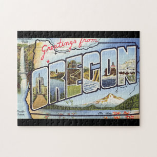 Oregon_Vintage旅行ポスターからの挨拶 ジグソーパズル