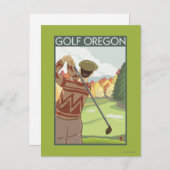 OregonGolfシーンヴィンテージ旅行ポスター ポストカード (正面/裏面)