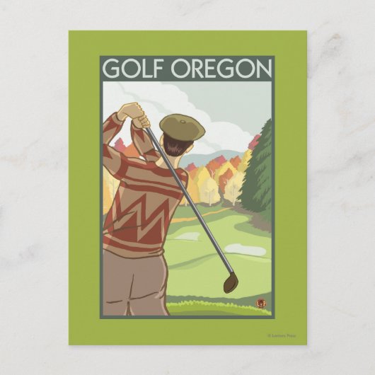 OregonGolfシーンヴィンテージ旅行ポスター ポストカード (正面)