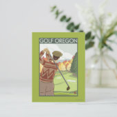 OregonGolfシーンヴィンテージ旅行ポスター ポストカード (スタンド正面)