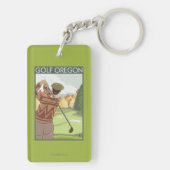 OregonGolf場面ヴィンテージ旅行ポスター キーホルダー (裏面)