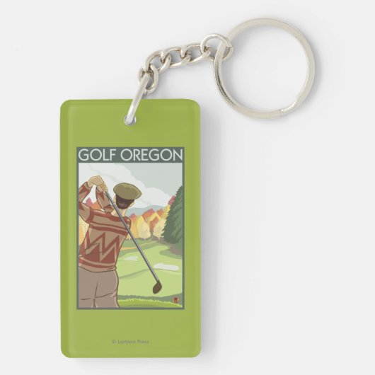 OregonGolf場面ヴィンテージ旅行ポスター キーホルダー (裏面)
