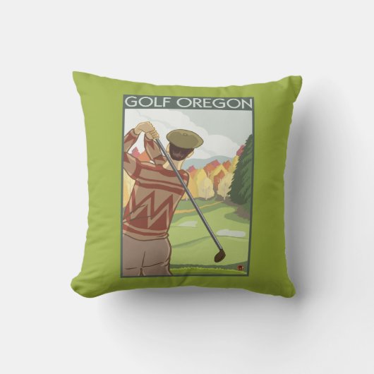 OregonGolf場面ヴィンテージ旅行ポスター クッション (正面)