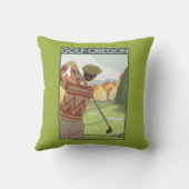 OregonGolf場面ヴィンテージ旅行ポスター クッション (裏面)