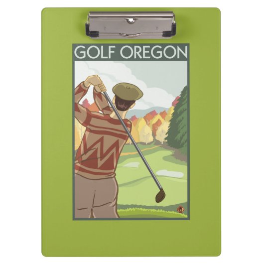 OregonGolf場面ヴィンテージ旅行ポスター クリップボード (正面)