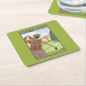 OregonGolf場面ヴィンテージ旅行ポスター スクエアペーパーコースター (アングル)