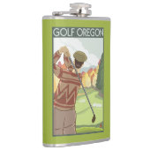 OregonGolf場面ヴィンテージ旅行ポスター フラスク (右)