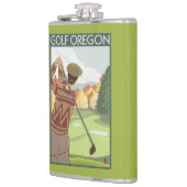 OregonGolf場面ヴィンテージ旅行ポスター フラスク (左)