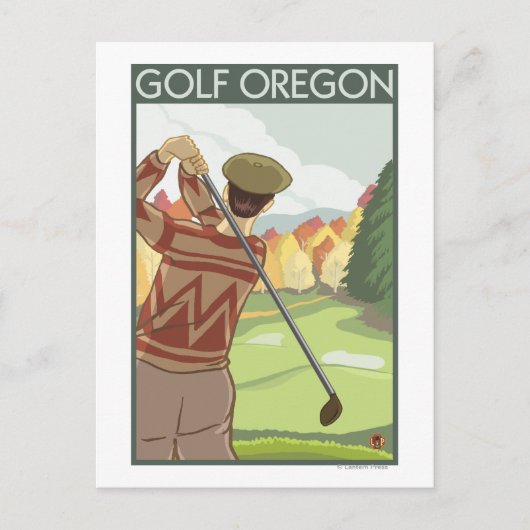 OregonGolf場面ヴィンテージ旅行ポスター ポストカード (正面)