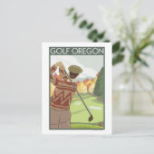 OregonGolf場面ヴィンテージ旅行ポスター ポストカード (スタンド正面)