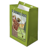 OregonGolf場面ヴィンテージ旅行ポスター ミディアムペーパーバッグ (正面アングル)