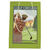OregonGolf場面ヴィンテージ旅行ポスター ミディアムペーパーバッグ (裏面)