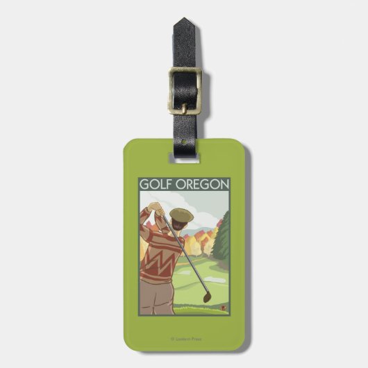OregonGolf場面ヴィンテージ旅行ポスター ラゲッジタグ (正面縦)