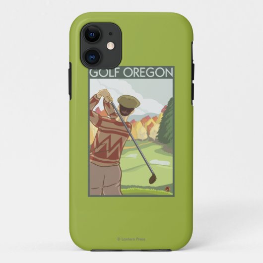 OregonGolf場面ヴィンテージ旅行ポスター Case-Mate iPhoneケース (裏面)
