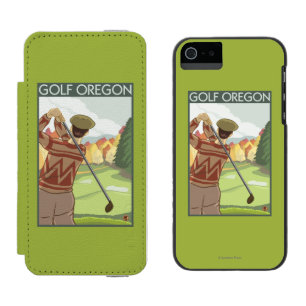 OregonGolf場面ヴィンテージ旅行ポスター iPhone SE/5/5sウォレットケース