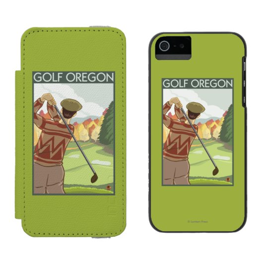 OregonGolf場面ヴィンテージ旅行ポスター Incipio iPhoneウォレットケース (並び)