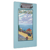 OregonSeaのライオンの洞窟のヴィンテージ旅行ポスター クリップボード (右)