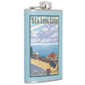 OregonSeaのライオンの洞窟のヴィンテージ旅行ポスター フラスク (右)