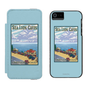 OregonSeaのライオンの洞窟のヴィンテージ旅行ポスター iPhone SE/5/5sウォレットケース