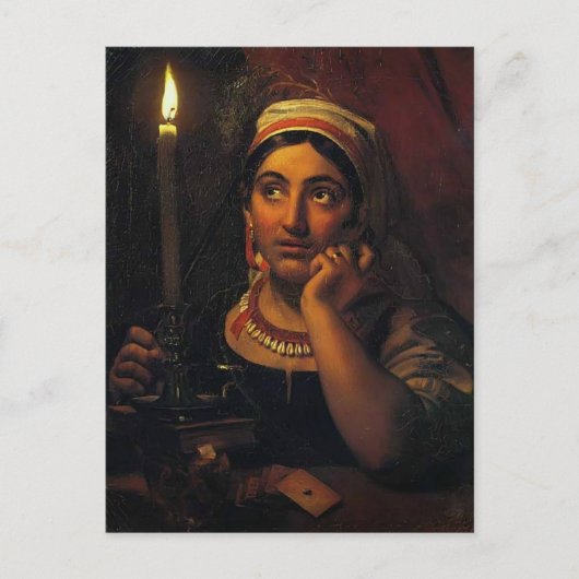 Orest Kiprensky – キャンドル付き占い ポストカード (正面)