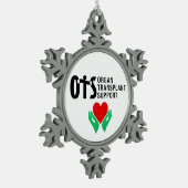 Organ Donation Awareness Snowflake Holiday スノーフレークピューターオーナメント (左)