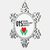 Organ Donation Awareness Snowflake Holiday スノーフレークピューターオーナメント (右)