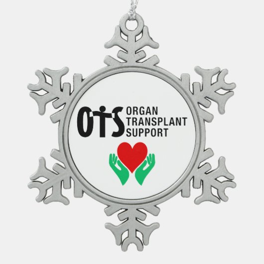 Organ Donation Awareness Snowflake Holiday スノーフレークピューターオーナメント (正面)