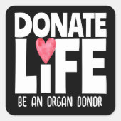 Organ Donor Donate Life Sticker スクエアシール (正面)