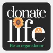 Organ Donor Donate Life Stickers スクエアシール (正面)