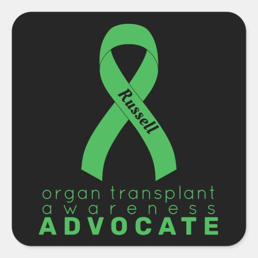 Organ Transplant Advocate Black スクエアシール (正面)