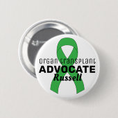 Organ Transplant Advocate Ribbon White Button 缶バッジ (正面&裏面)