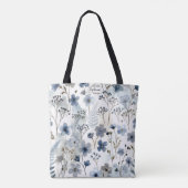 Organic Blue Anemone Fern Everyday Personalized トートバッグ (裏面)