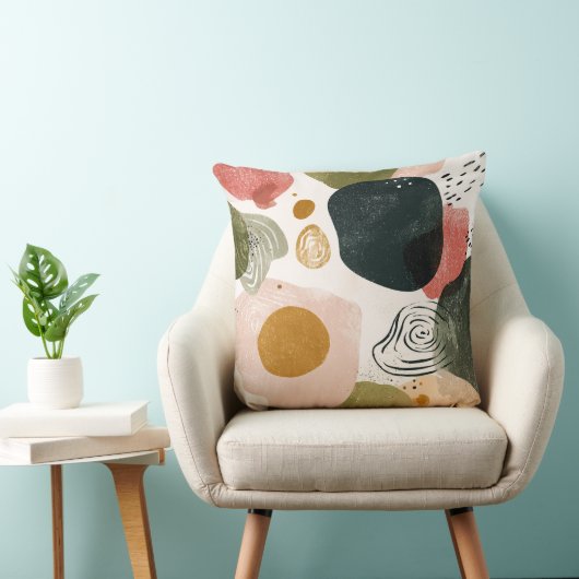 Organic Boho Abstract Pattern in Earthy Muted Tone クッション (椅子)