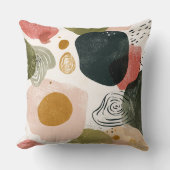 Organic Boho Abstract Pattern in Earthy Muted Tone クッション (正面)