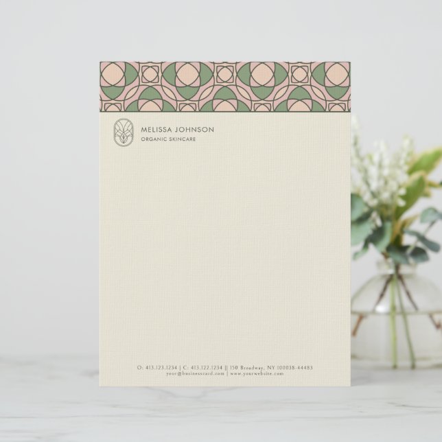 Organic Botanical QR Modern Business Letterhead レターヘッド (スタンド正面)