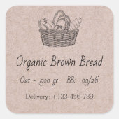 Organic Brown Bread Sticker スクエアシール (正面)