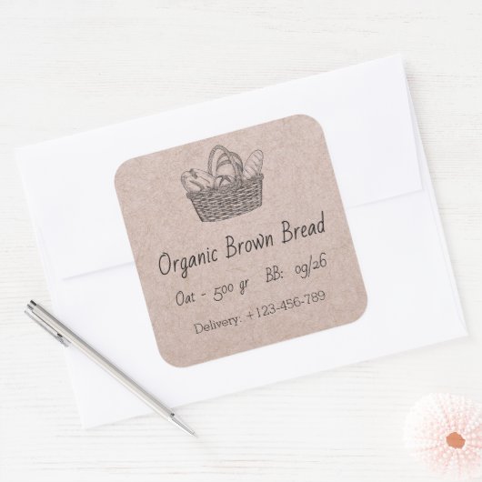 Organic Brown Bread Sticker スクエアシール (封筒)