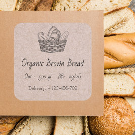 Organic Brown Bread Sticker スクエアシール
