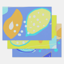 Organic design Wrapping Paper Flat Sheet Set of 3 ラッピングペーパーシート