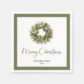 Organic Earth Tone Christmas Wreath Custom Napkins スタンダードカクテルナプキン (正面)