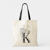 Organic farmhouse Floral Letter K monogram トートバッグ (裏面)
