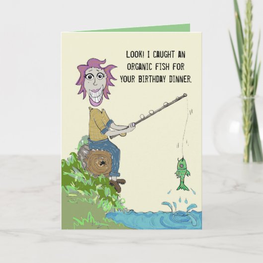 Organic Fish Dinner Birthday Card カード (正面)