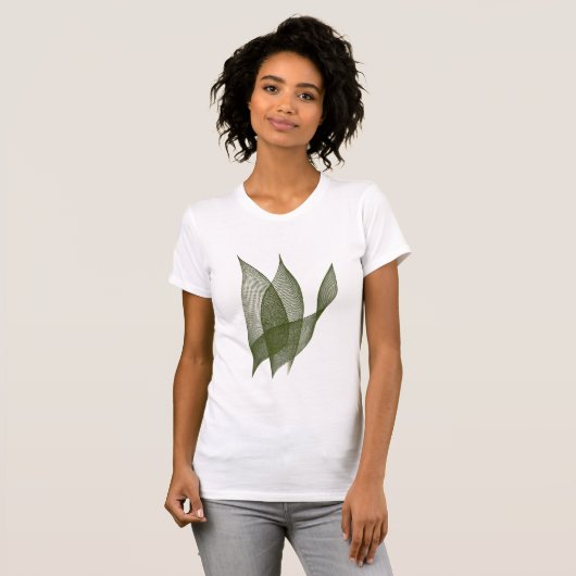 Organic Flow – Minimalist Leaf Line Art Tシャツ (正面フル)